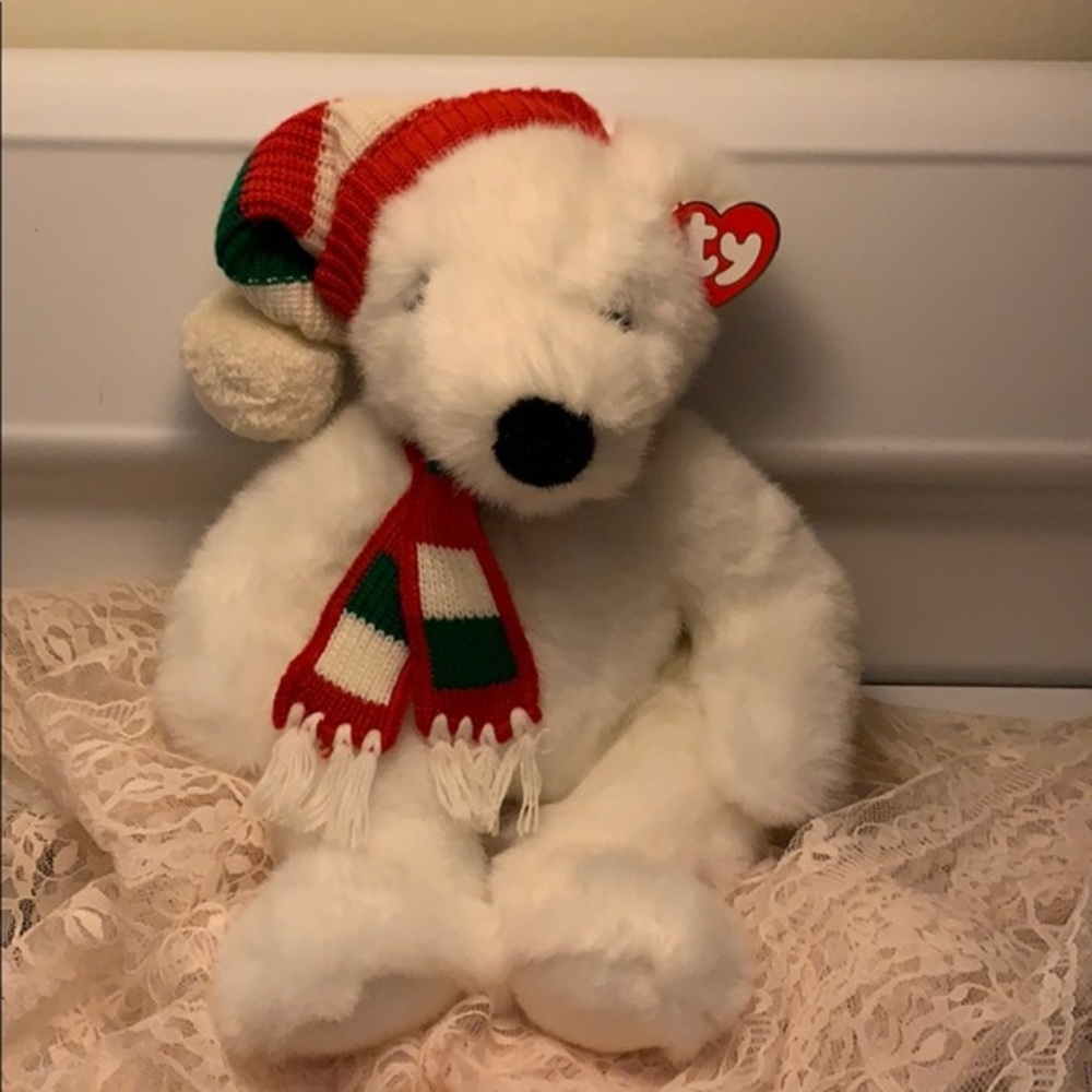 TY 1997 HOLIDAY BEAR PLUSH BEANIE BUDDY -